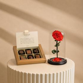 Large Infinity Single Red Rose with Vocca Ivory Chocolates 60gm