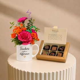 School Blooms in a Mug with Vocca Ivory Chocolates 60gm