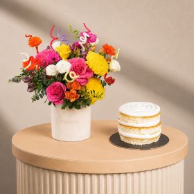 Bright Brain Arrangement with Mini Honey Cake