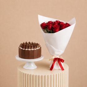 Pure Love Bouquet with Tiramisu Cake