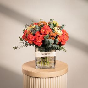 Amber Petal Square Vase