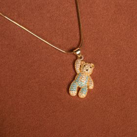 Salt & Crystal - Bear Blue Zircon 925 Gold Plated Pendant Necklace