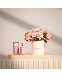 Verge of Peach Floral Arrangement with Gucci Flora Gorgeous Gardenia EDP for Women – 100 ml