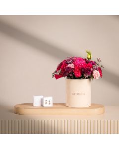 Blush Fuchsia Floral Arrangement with Caroline Svedbom Mini Drop Earrings – Vintage Rose