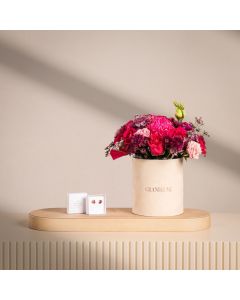 Blush Fuchsia Floral Arrangement with Caroline Svedbom Ana Earrings – Dark Rose