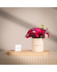 Blush Fuchsia Floral Arrangement with Caroline Svedbom Ana Necklace – Dark Rose