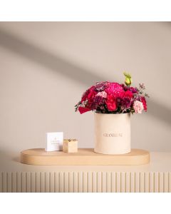Blush Fuchsia Floral Arrangement with Caroline Svedbom Mini Drop Bracelet – Vintage Rose