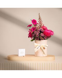 Blushing Pink Floral Arrangement with Caroline Svedbom Elina Necklace – Black