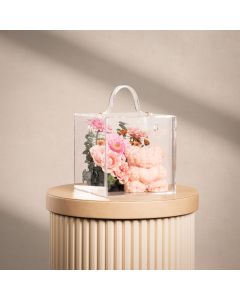 Serene Acrylic Box Gold Handle Arrangement