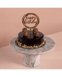 Ferrero Rocher Cake with Happy Birthday Stick