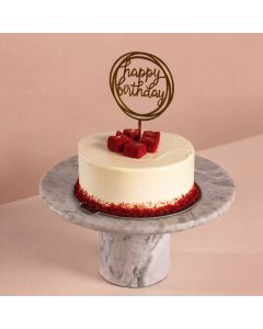Red Velvet Cake with Happy Birthday Stick