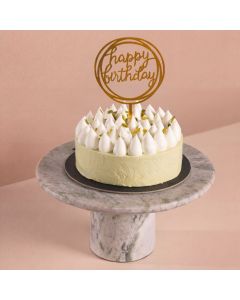 Pistachio Cake with Happy Birthday Stick