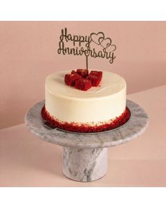 Red Velvet Cake with Happy Anniversary Stick