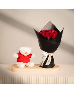 Happy Hearts Bouquet with White Teddy Bear