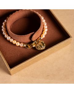 Salt & Crystal - Pink Pearl w/Gold Heart Bracelet