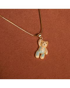 Salt & Crystal - Bear Blue Zircon 925 Gold Plated Pendant Necklace