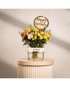Citrus Field Square Vase with HBD Stick