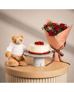Crimson Shine with Red Velvet Cake and Teddy