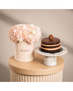 Serene Hydrangeas with Mini Ferrero Cake